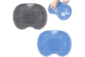 MULOMIR Massaggiatore per piedi doccia (grigio+blue 2 Pezzi Spazzola per Massaggio da Bagno in Silicone, Scrubber Piedi e Schiena, Tappetino Massaggiante Pulizia per Esfoliare, Circolazione Sanguigna