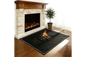 DYMHQ Fireproof Fireplace Mat Fire Resistant, 96 x 96cm Hearth Rugs for Fireplaces, Hearth Pads for Wood Stove Fireplace Indoor Outdoor, Protects Floors from Sparks Embers with Storage Bag (Black, Square)