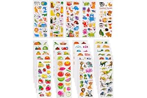 TOMKITY 1000+ Gommettes Enfant 2 Ans 3 Ans 3D Autocollants Animaux Fruits Légumes Stickers Cadeaux Idéaux