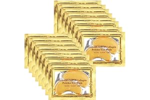 24K Gold Eye Mask, Jiasoval 16 Pairs Under Eye Patches Skin Treatment Mask, Crystal Collagen Under Eye Mask for Reducing Dark Circles, Moisturizing, Puffiness and Eye Bags, Anti-Wrinkle, Hydrating