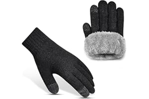 Xnova Guanti Pile Invernali Donna Uomo Termici, Touch Screen Guanti Antivento Elastici, Guanti con Palmo Antiscivolo, Unisex Tinta Unita Spessi Maglia Gloves Fleece Comodi