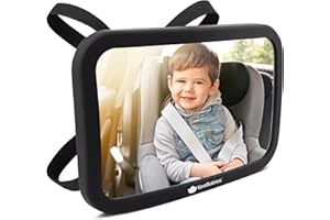 KEABABIES Baby Car Mirror - Baby Car Mirror for Back Seat Infant - Safety Baby Car Seat Mirror - Wide Shatterproof Car Baby Mirror for Rear Facing Infant - Baby Mirror for Car Back Seat (Matte Black)