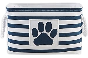 Bone Dry kolekcja pojemników dla zwierząt domowych, mały kosz prostokątny w paski z motywem łapy, granatowy
