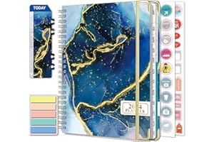 COLAND Agenda Semainier 2024 Spirale - A5 (Janvier à décembre 2024)-Avec 250 Autocollants de plan Adapté aux écoles, au Bureau et Famille