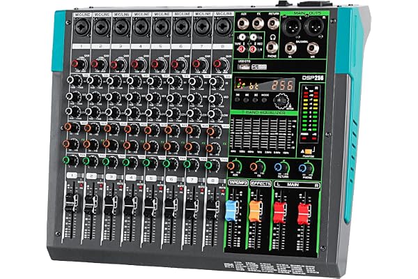 Depusheng PA8 Console de mixage audio professionnelle Console 8 canaux numérique USB Bluetooth MP3 Entrée d'ordinateur Alimentation fantôme 48 V Effet de réverbération 99 intégré