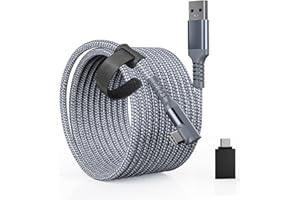 Tiergrade Link Cable 6M compatibile con Quest2 / Pico 4, USB A to C Accessori per cavi con trasferimento dati da 5 Gbps, cavo USB3.0 intrecciato in nylon per cuffie VR e PC da gioco