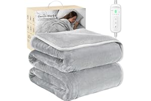 DAONEG Coperta Termica, Coperta Riscaldante Elettrica 160 x 130 cm, Morbida Flanella, 9 Livelli di Temperatura, Timer 10H, Lavabile in Lavatrice, Riscaldamento Rapido, Protezione da Surriscaldamento