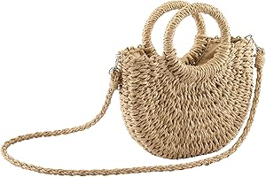CHIC DIARY Women Straw Beach Bag Clutch Purse Small Crossbody Bag Woven Cotton Shoulder Handbag for Summer