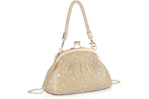 BAIGIO Damska elegancka kopertówka ze srebra kryształowego, na ceremonię ślubną, imprezę, koktajl