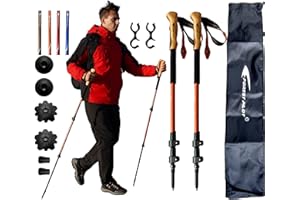 FOREST PILOT Trekking Poles - Lightweight 7075 Aluminum with Flip Lock & All Terrain Accessories - Pair of 2 Walking Sticks for Hiking with EVA or Beech Wood Grip