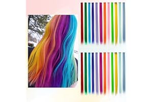 BARSDAR Extension Clip Capelli Colorati per Donne, 24 Pcs Colored Clip In Hair Extensions Colorate Rainbow Party Highlights Posticci Sintetici Estensioni da 55cm