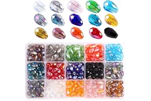 Colle Crystal Teardrop Glass Beads - 300pcs, 8-10mm, 15 Colors for Jewellery Making