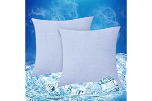ATsense Chłodząca poszewka na poduszkę 80 x 80, zestaw 2 szt., jasnoniebieska, Q-Max > 0,4, dwustronne włókna chłodzące, oddychająca i chłodząca na lato, super miękka poszewka na poduszkę, ukryty zamek błyskawiczny