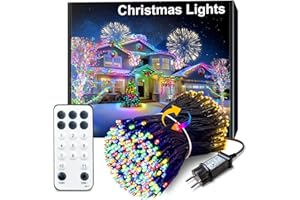 ARKOCHIC 35M Guirlande Lumineuse de Noël, 300 LED Lumières de Noël Intérieur et Extérieure Électrique 11 Modes Etanche Guirlande Décorative pour Maison Sapin Fenêtre Fête, Blanc Chaud/Multicolore