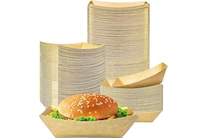 AMD Nexus 100 X Medium Kraft 19x13cm Paper Food Trays | Brown Cardboard Serving Plates Recycled Takeaway Boxes | Medium Containers Holder Baskets for Chips Burger BBQ Birthday Party Camping