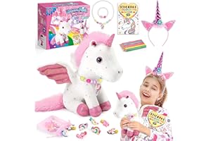 EUCOCO Peluche Unicorno Bambina Regalo, Regalo Bambina 3-7 Anni Giocattoli Unicorno Kit Pittura per Bambini 3-8 Anni Femmina Giochi Gioco di Ruolo Bambini 3-7 Anni Regalo Ragazza Braccialetto