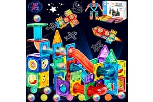 AQXONG 102 Pcs Blocs de Construction Magnétiques avec Tuyaux, Jouets de Construction Magnétiques, Jouets de Blocs de Construction Éducatifs Convient aux Garçons et Filles Ågés de 3 4 5 6 7 8 Ans+