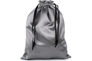BlesMaller Shoe bag drawstring bag, storage bag made of silk for handbag, purse, pocketbooks, shoes, boots - silver (40 x 50 cm)