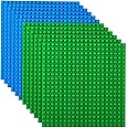 Strictly Briks Premium Green And Blue Colored 15cm X 15cm Construction Base Plate 12 Pack - Compatible with LEGO Blocks, Compatible with LEGO Baseplates