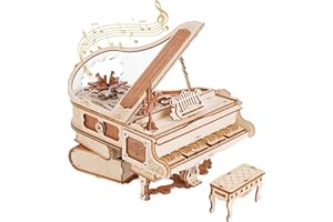 ROWOOD Rompecabezas de madera 3D, caja de música de piano mágico, kit de construcción de modelos mecánicos de madera para adultos y adolescentes, regalo creativo de cumpleaños
