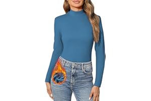 Aottori Camiseta Térmica Cuello Alto Mujer Camisetas Manga Larga Ropa Interior Jersey Algodon con Cuello Vuelto Invierno Corte Ajustado Basica Top