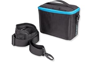 LENS-AID Torba na aparat z paskiem: kompaktowa torba na aparat do np. lustrzanki lustrzankowej jako torba na ramię lub wkładka do plecaka, czarny, S, torba na ramię