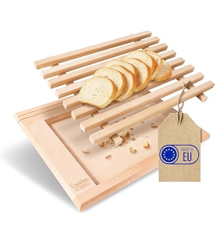 Tagliere Per Pane In Legno Di Faggio 30x43 Cm - Con Raccoglibriciole Estraibile