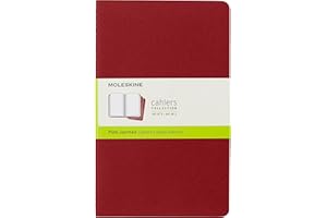 Moleskine CH118 - Set de 3 cuadernos con páginas en blanco, grandes, color rojo arándano (Moleskine Cahier)