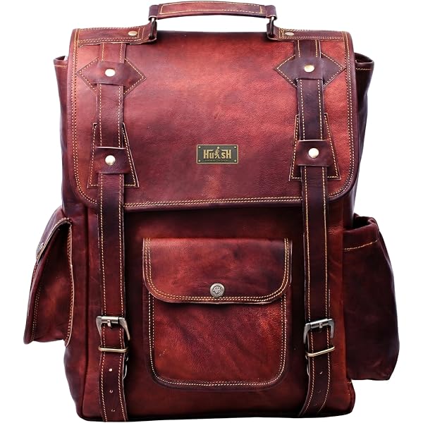 Unisex Vintage Brown Casual Backpack Bag Shoulder Genuine Leather Rucksack Travel School College Hiking Picnic Daypack Fashion