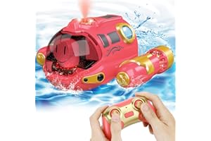 Auniq Remote Control Boat, 2.4GHz RC Motorboat with Spray/Light Function Double Propellers Remote Control Boats rechargeable Swimming Pool Toys Boat for Pools Lakes Outdoor Boys Girls Gifts (Red)