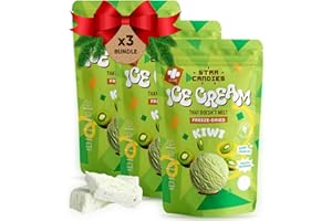 Star Candies Freeze Dried Kiwi Ice Cream - No Melting Freeze Dried Sweets - Crunchy Camping Food - Premium Astronaut Ice Cream loved by Kids and Adults - Space Food, Gift (150 g, 3 pack)