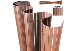 Eulenke Estera de Privacidad de PVC, 90 x 400 cm Cañizo PVC con Bridas, Listones Reforzados con Estructura Interior en W, Cañizo Jardin Ocultacion para balcón, Marrón