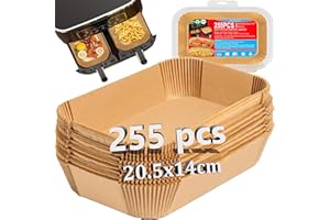 SAIAOBO 255 Stück Backpapier für Heißluftfritteuse Ninja, 20,5x14cm Papier für Airfryer, Kompatibel mit Air Fryer AF300EU/AF400EU/SL400EU, Dual Zone Zubehör