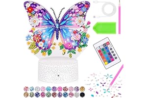 Geschenk Mädchen 6 7 5 8 9 Jahre: Diamond Painting Kinder Schmetterling Basteln Mädchen 8-10-6-11 Jahre DIY Nachtlicht Spielzeug Bastelset Kinder ab 6-12 Jahre Zimmer Deko Lustige Geburtstag Geschenke