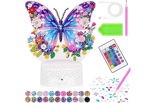 Cadeau Fille 10 6 8 5 7 9 Ans: Jouet Enfant 5 6 7 8 9 Ans Diamond Painting Lampe Enfant Veilleuse Papillon Loisirs Créatifs Fille 10-11-12 An Activités Manuelles Idee Cadeaux Anniversaire Deco Chambre