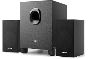 OROROW OROW PC Lautsprecher,16W 2.1 Lautsprecher für PC mit Subwoofer, USB-betriebene,HI-FI Stereo Sound,Computer Lautsprecher,Starke Bass, Ideal für Gaming/PC (Holz)