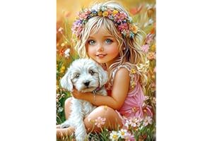 NEWENMO 5D Bellissimo Angelo Diamond Painting Kit,Bellissimi Fiori Pittura Diamante per Adulti,Fai Da Te Diamant Crystal Art Kits,Ricamo a Punto Croce Artigianale,per Decorazione Casa 30x40cm