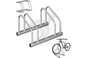 MONZANA® Soporte Bicicletas Suelo para Aparcar 2 Bicis, Aparcamiento Estacionamiento, Parking Bicicleta 30-65mm, Guarda Bici Interior Exterior, Montaje Pared Suelo