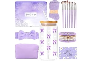 XOURSPATY Regali per ragazze adolescenti di 9 10 11 12 13 14 anni, regali di Natale compleanno per ragazze di età compresa tra 8 e 15 anni, tazza di vetro con coperchio e cannuccia, tazza da caffè con fiocco