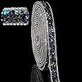 Hicarer 3 Yards Resin Rhinestone Ribbons Self Adhesive Diamond Crystal Ribbon Roll Glitter Resin Diamond Belt Bling for Graduation Cap Wedding Shoes Decor(0.4 Inch,Black AB Color)