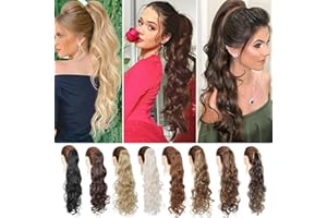 MY-LADY Coleta Postiza Claw Ponytail Extension con Pinza Pelo Sintético Se Ve Natural Extensiones de Cabello Clip Cola Rizada Ondulada para Mujer 60cm Mezcla de castaño oscuro rubio arena