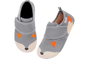 Kyopp Hausschuhe Kinder Barfussschuhe Klettverschluss für Jungen Mädchen Atmungsaktive Breite Pantoffeln Rutschfest Kindergarten Slippers