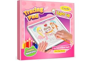 Caydo Eye Protection Light Up Tracing Pad, 3 Brightness Levels Light Box for Tracing, Drawing Pad for Kids, Type-C & Battery Power Supply, Birthday & Holiday Gifts for Girls & Boys Ages 6-12