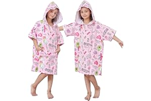 KAKU NANU Accappatoio Microfibra 3-10 Anni Accappatoio Piscina con Cappuccio e Tasche,Leggero,Asciugatura Rapida on Assorbimento D'acqua Più Colori per Bambino/Bambina-Ragazzo/Ragazza