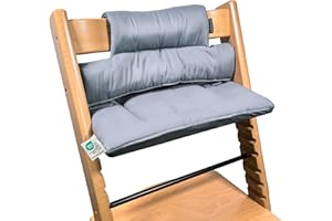 LALOONA BABY BEDDING LaLoona Cuscino Seduta per Seggiolone Stokke Tripp Trapp - Cuscino Per Stokke Seggiolone Pappa 2 Pezzi, OEKO-TEX Standard 100, Lavabile in Lavatrice - (Grigio, Rivestito)