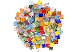 DELAESI Mosaiksteine zum Basteln 500g Mosaikfliesen Quadratische Mosaik Steine Bunt Glas Mosaiksteine für DIY-Projekte Basteln Mosaikdekorationen (Mix Color)
