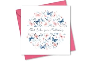 Absolutely Yours Muttertagskarte für Mama, Schmetterling-Design, rosa und blau, mit passendem Umschlag, Größe 150 x 150 mm, wenn gefaltet
