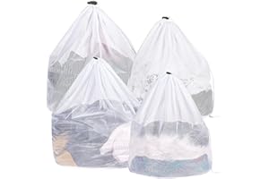 BILLYBATH Hochwertiges 4er Set Feinmaschen-Wäschesäcke für die Waschmaschine - Mit praktischem Schnürverschluss und 4 verschiedenen Größen - Perfekt für Feinwäsche, Babykleidung und BHs