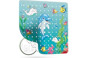 SilverRack Antypoślizgowa mata prysznicowa dla dzieci, 53 x 53 cm (motyw delfina) – mata antypoślizgowa pod prysznic bez BPA dla dzieci – mata łazienkowa, antypoślizgowa, nadaje się do prania w pralce