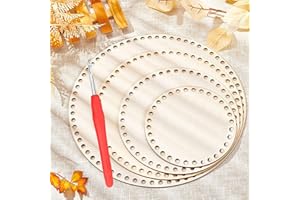 LXURY 5 Pezzi Fondo Cesto in Legno Naturale, Legno Naturale Fondo Cesto Uncinetto con un Gancio, Cestino Base In Legno, per Cesto all'Uncinetto Fondo Borsa Uncinetto